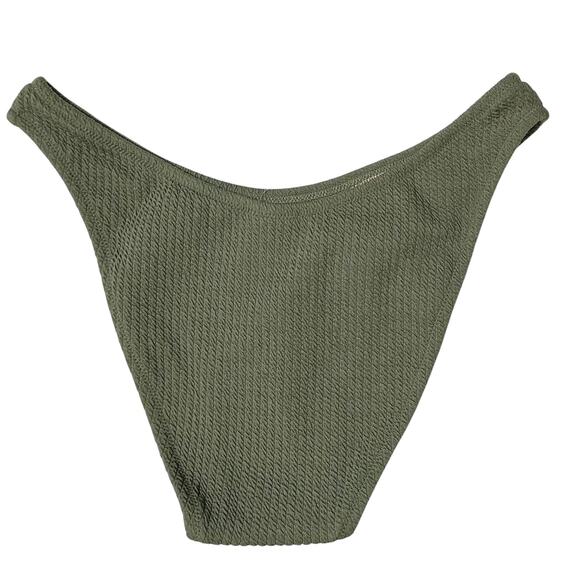 2/$15 NWT J. Crew Textured Curved-Waist Cheeky Bikini Bottom Green Size L - Picture 4 of 8